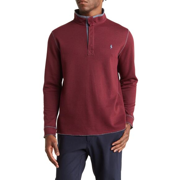 Tailor Byrd Reversible Pullover Sweatshirt Size XL Burgundy 1/4 Zip Mock Neck - Picture 1 of 8